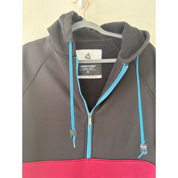 Aperture Bonded Fleece Hooded Half-Zip Anorak Jacket‎ Colorblock Striped Size S - Picture 4 of 10